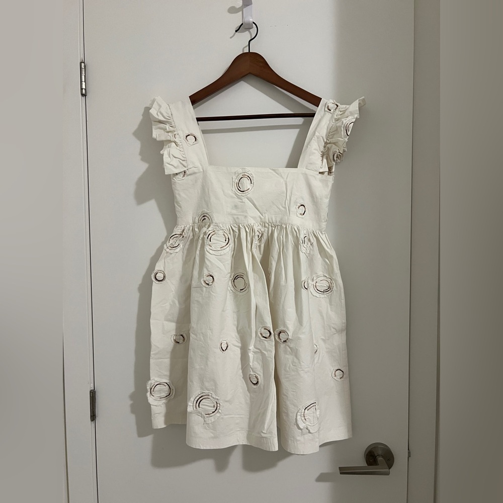 Chic Cream Mini Dress with Embroidered Details